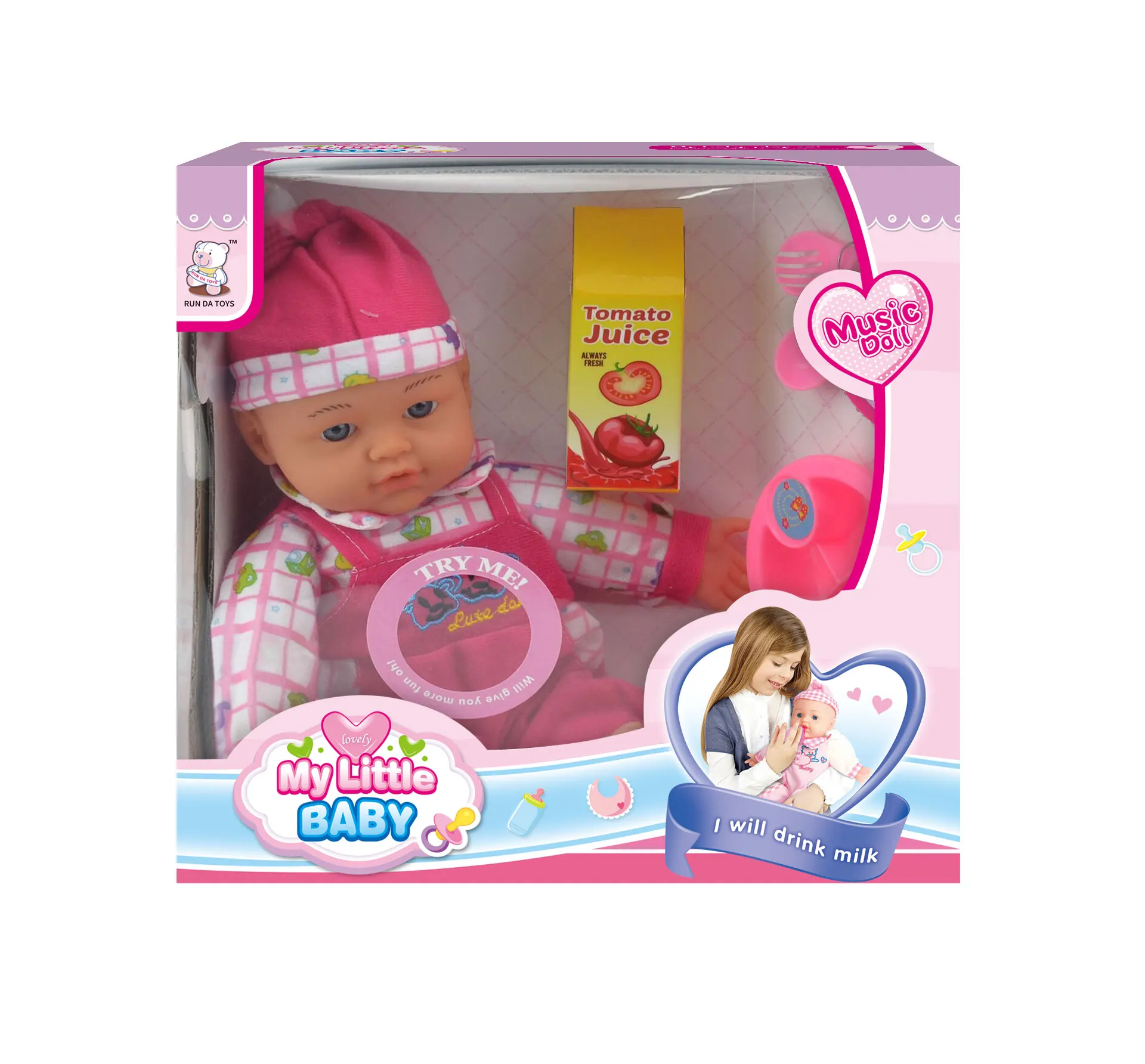 Cute 12 inch musical baby doll play set sound of music dolls with ic