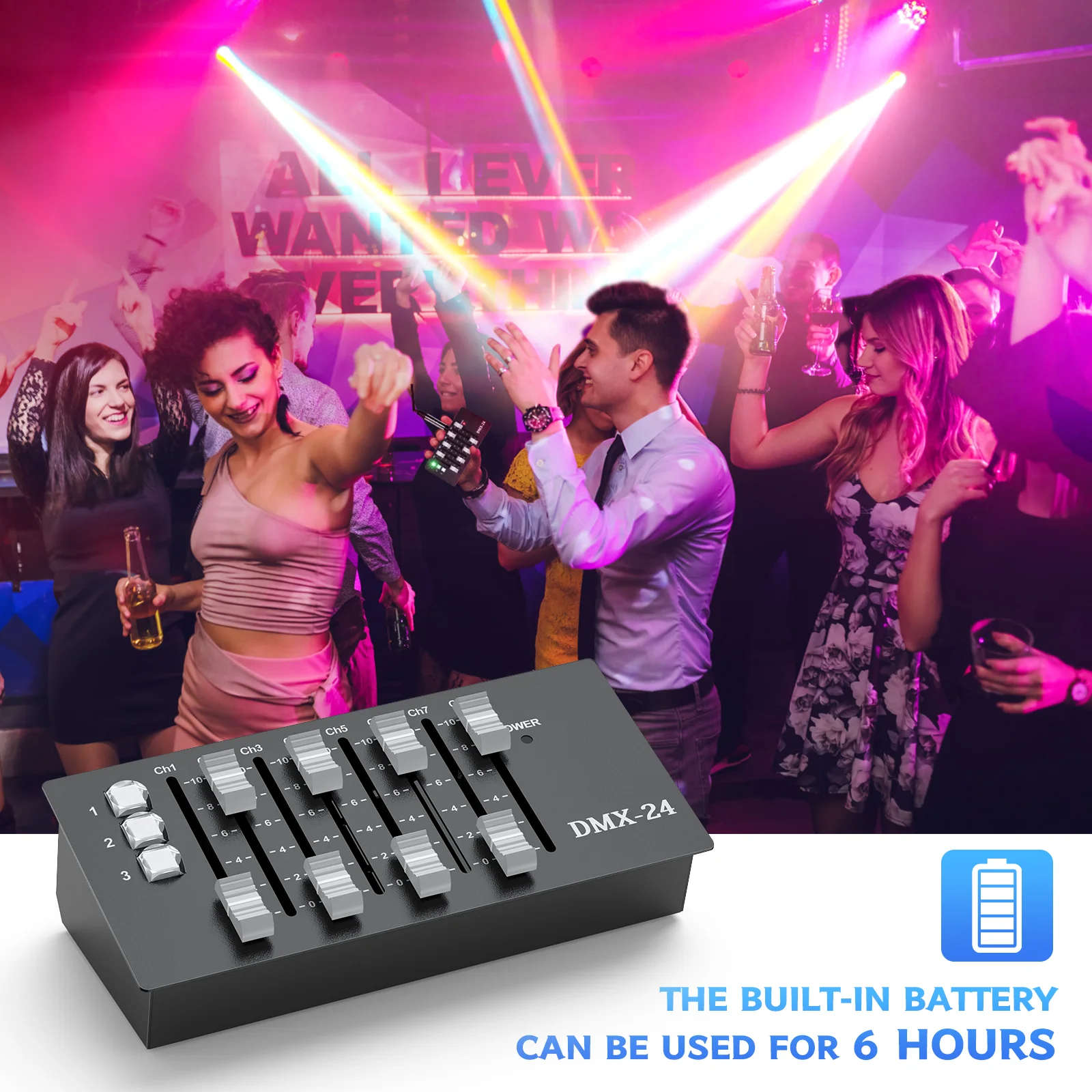 U`King Portable DMX Console MIDI Operator DMX24 Channel DJ Party Stage Lighting Controller Disco