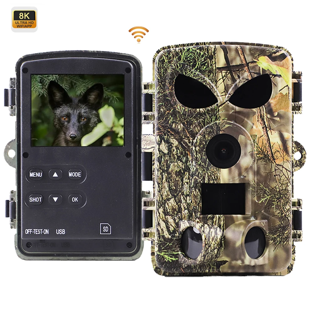 Outdoor Night Vision Wifi Trail Camera With APP 8K 60MP Wildlife Security Hunting Trail Game Camera with WIFI