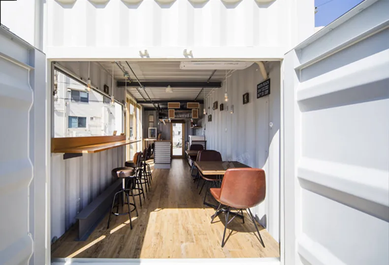 Small container house coffee shop, easy and fast assembly ,practical prefabricated detachable container houses.