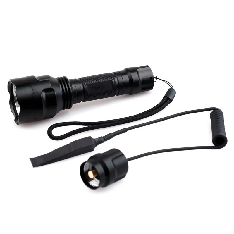 C8 Flashlight Long Distance High Lumen White Light XML-T6 LED Torch Flashlight with Mouse Tail Switch