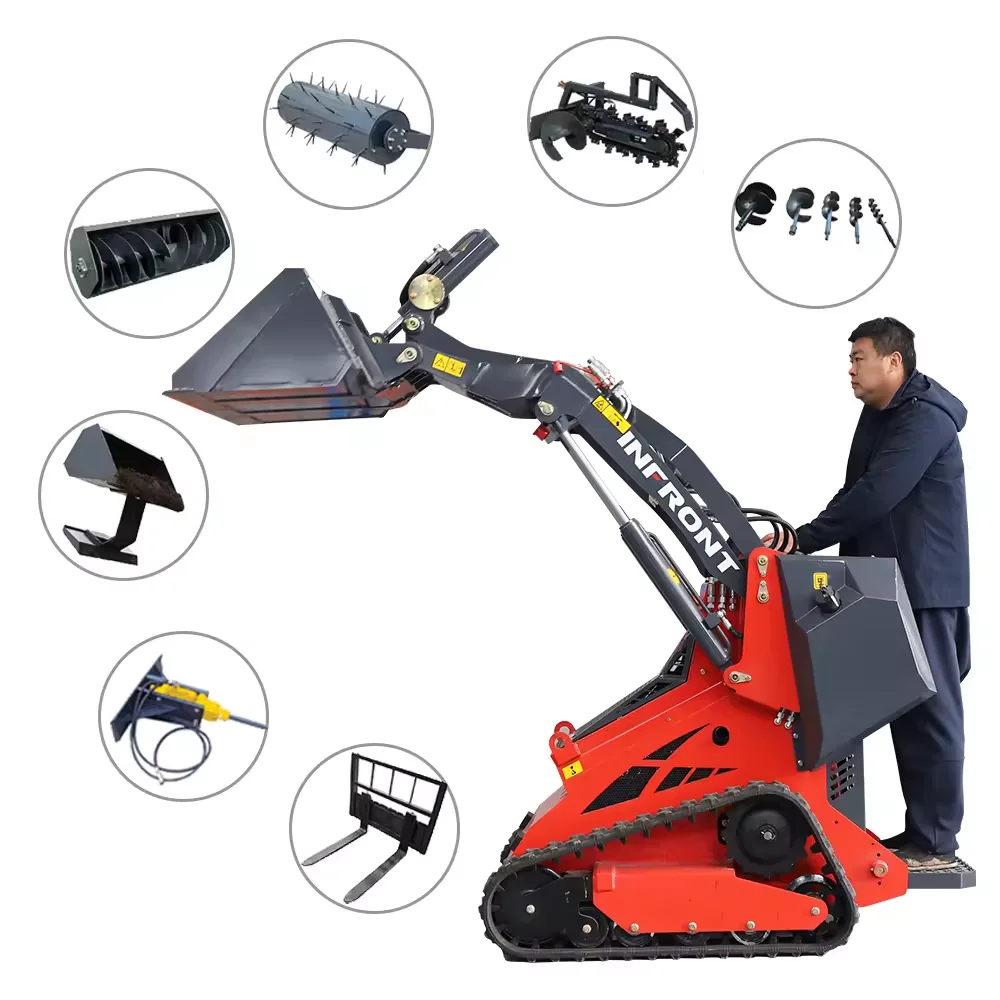 FREE SHIPPING !!! Mini Cheap skid steer diesel loader with bucket different attachments skidsteer for sale