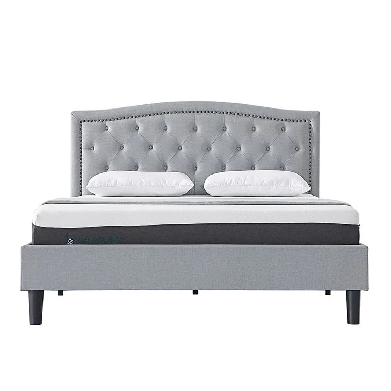 Hot Selling Furniture High Quality 100% Polyester Fabric Hotel Modern Style Bed Frame Comfortable Double Bed