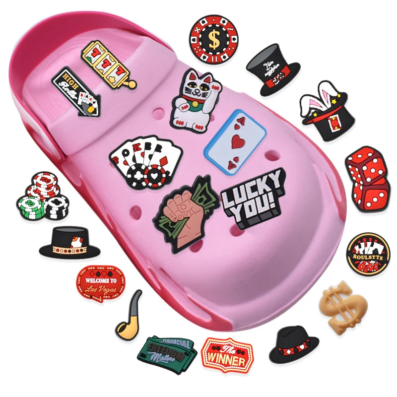 Gambling Shoe Charms Poker Game Card Clog Shoe Charms  Las Vegas Gambling Shoe Decoration Party Gifts for Boys Girls Women Men