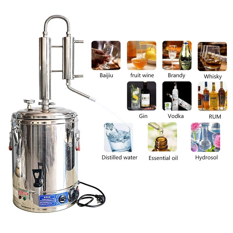 15L25L33L50L70L 220V50HZ household stainless steel still distilled water machine Moonshine Whiskey Brandy Twin Tower toaster