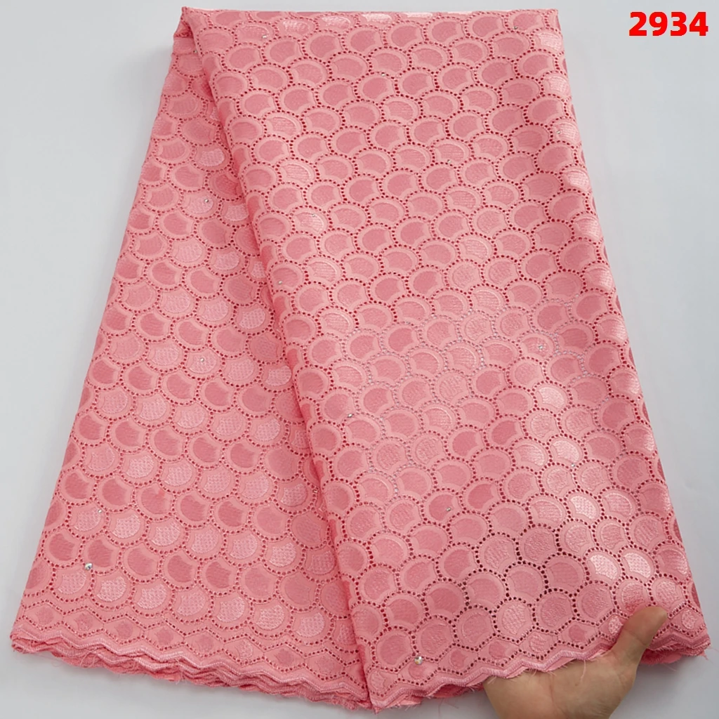 Swiss Voile Lace In Switzerland With Stones Embroidered Dry Africa Cotton Lace Fabrics 5 Yards For Nigerian Church Dress 2934