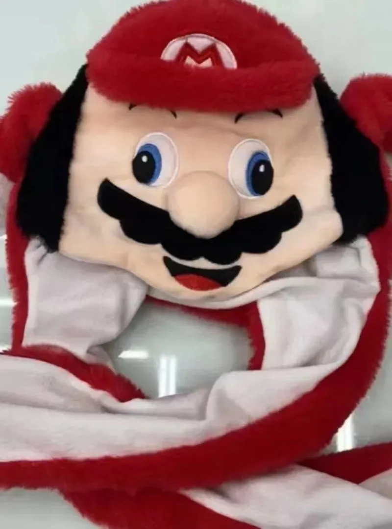 Mario Cartoon Character LED Light Bunny Hat Super Soft Plush Stuffed Animal Toys with Air Pumping and Moving Ears