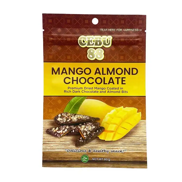 Wholesale Custom Logo Plastic Vacuum Snack Mango Dried Fruit Package Pouch Dry Food Chocolate Mango Packaging Bag