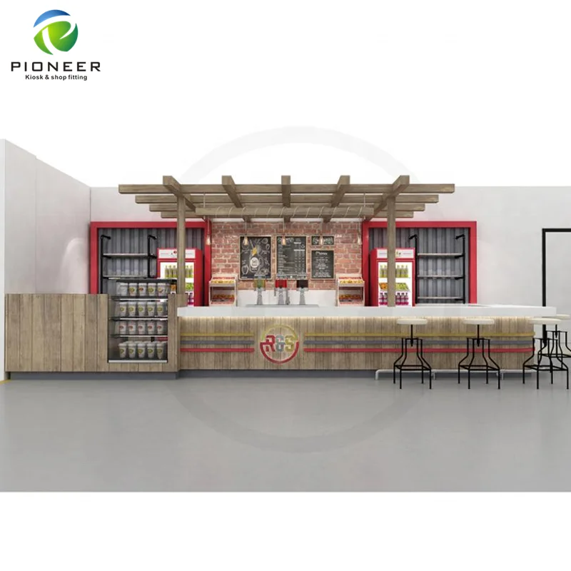 Pioneer cafe bar display coffee kiosk in shopping mall /fast food display kiosk