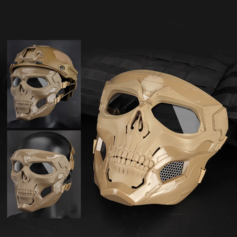 skeleton half full motorcycle tactical gear protective face paintball helmet mask