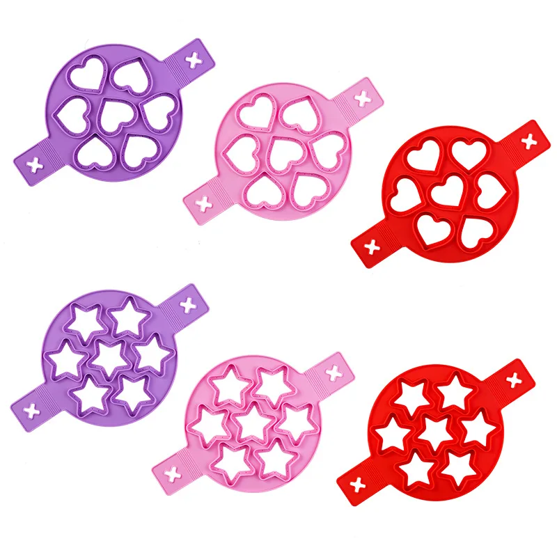 Round Heart Shape Baking Mold Nonstick Egg Cook Ring Maker Reusable Silicone Pancake Fried Egg Ring