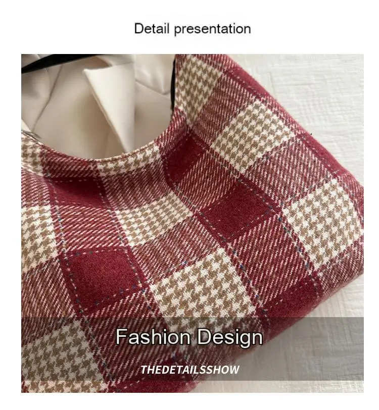 Luxurious and high-end large-capacity plaid tote bag for women 2024 new fashion single shoulder backpack