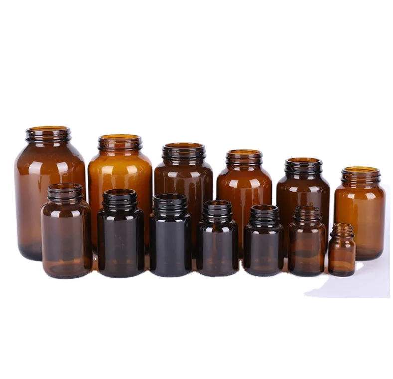 2oz 3oz 4oz 5oz 6oz 50ml 60ml100ml 120ml 150ml 200ml Custom amber Empty Glass Medicine Pill Bottles Pharmaceutical Pill Bottle