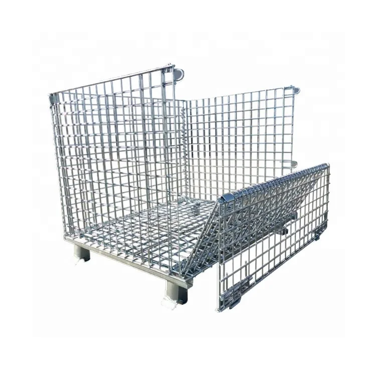 Warehouse Collapsible Storage Cargo Rigid Metal Box Wire Container