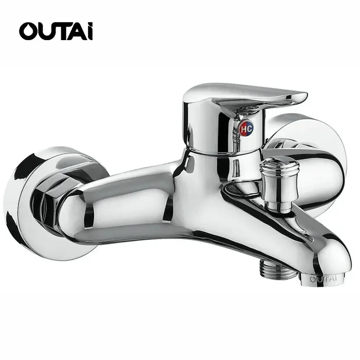 Cold and hot water corner wall mount bathroom faucet bath shower mixer taps