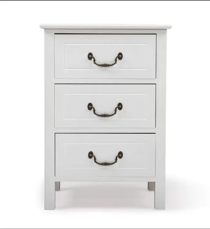 Белый 3 ящиками для хранения приставной столик прикроватная тумбочка