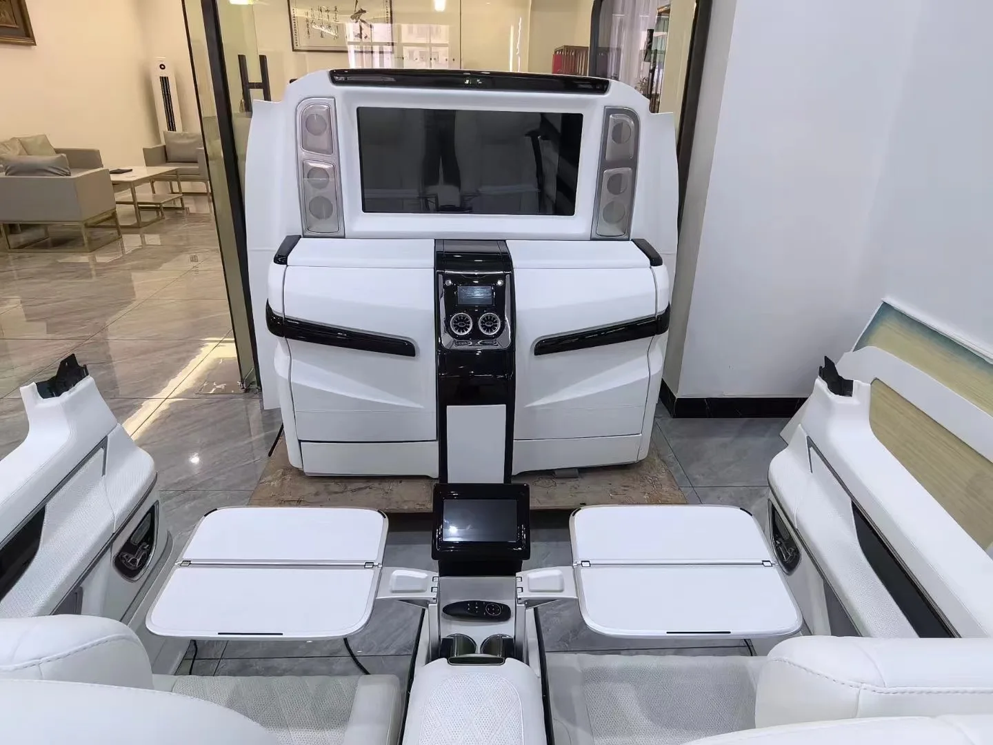 Mona Lisa business car set, luxury bar seat armrest table board, with hidden seats, lifting TV wall  interior  for BENZ vclass