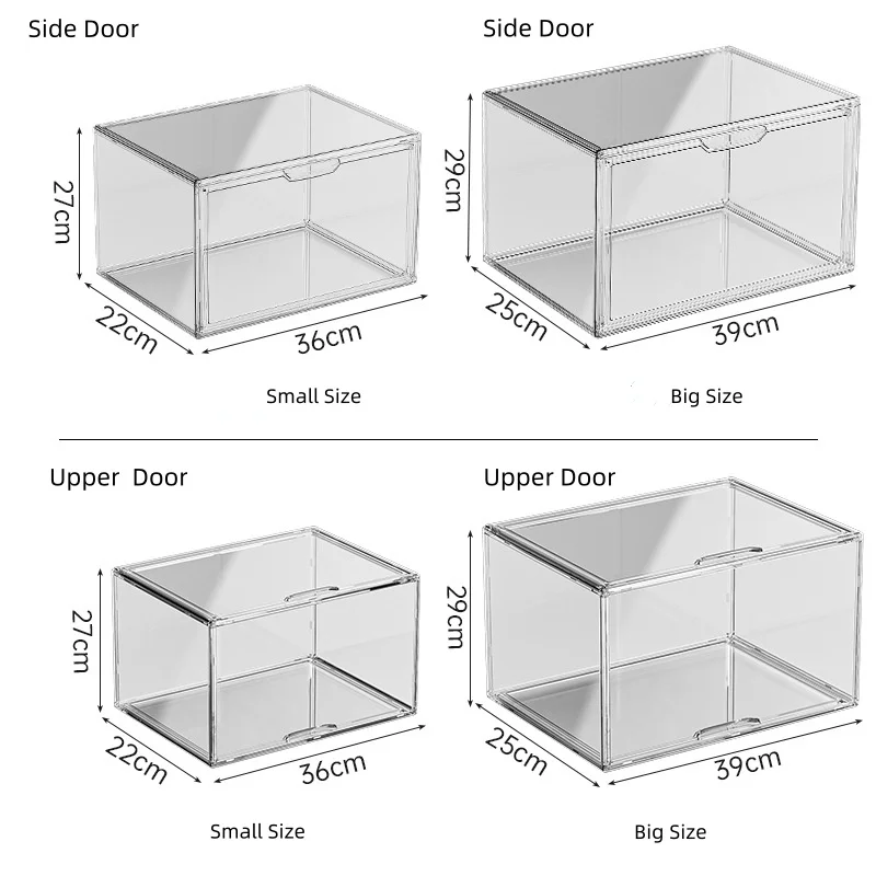 XJH Large Size Clear Stackable Storage Bins Closet Organizers and Storage Acrylic Display Case with Magnetic Lid
