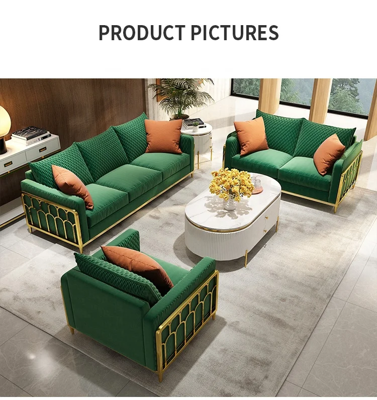 Modern light luxury American modular sofa stainless steel pine inner frame living room sofa 1234 sofa set
