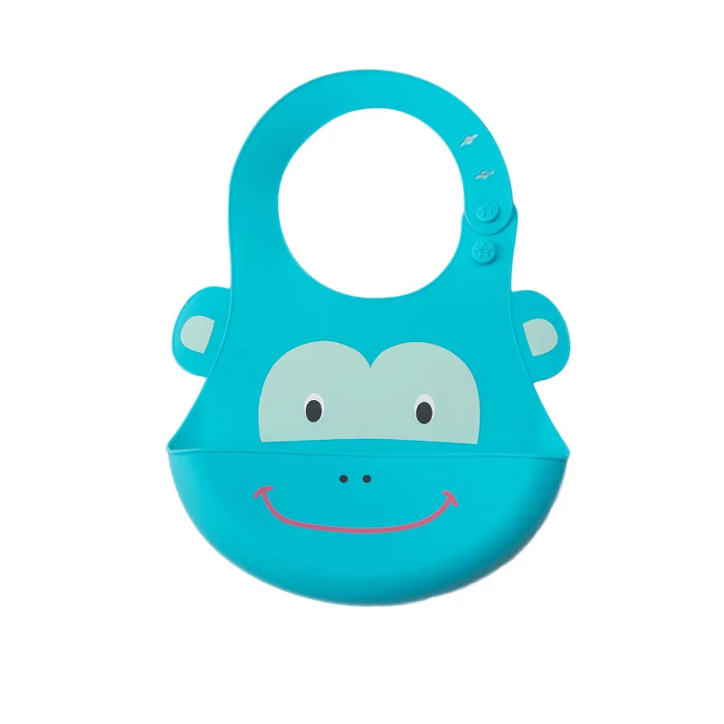 Custom logo Baby Bib Adjustable Animal Picture Waterproof Saliva Dripping Bibs Soft Edible Silicone Ssaliva Towel