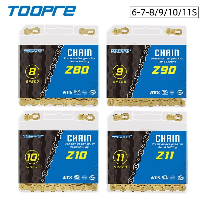 TOOPRE Bicycle chain 6 7 8 9 10 11 12 speed MTB Road bike Chain Single Speed Velocidade Electroplated Silver Golden Chain 116L