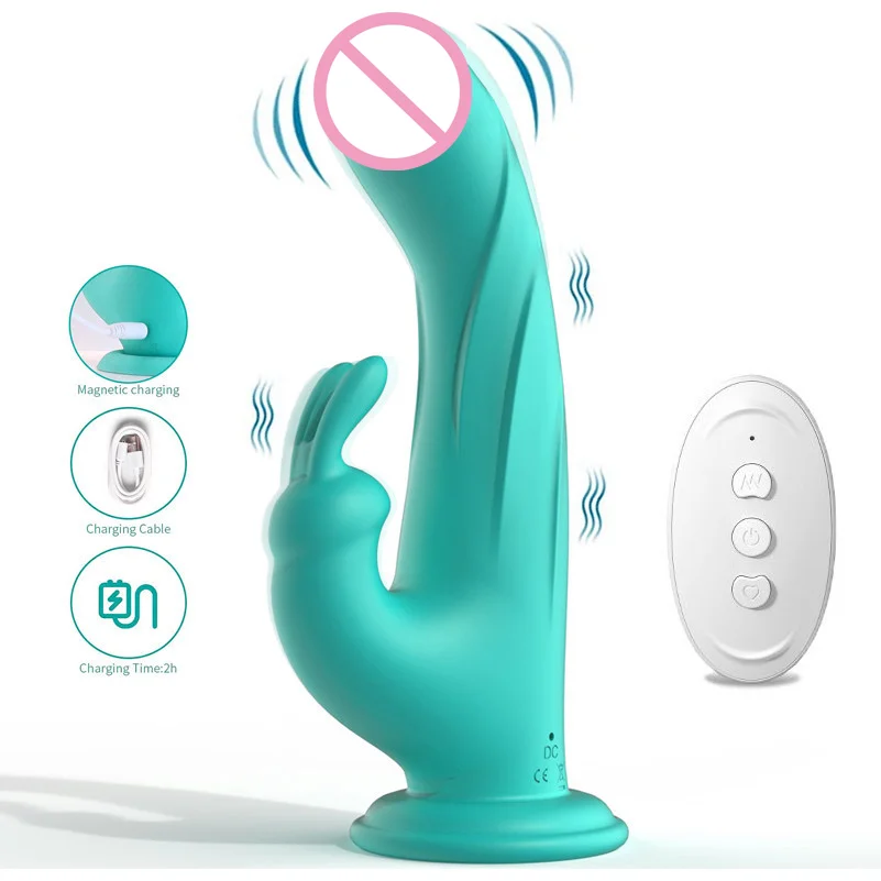 Remote Control 10 Frequency Rabbit Vibrator Clitoris Vibrator Sex Toy Double Rabbit Wand Massage G-spot Vibrator