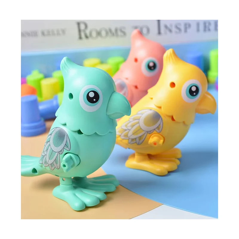 Hot Selling Toy Twisting Ring up Chain Toy Jumping Clockwork Parrot Safe Wind-up Toys Christmas Wind up Chick Parrot