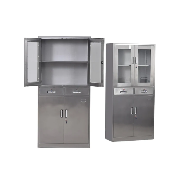 Medical level hospital used stainless steel medicine cabinet with drawers for medicine and utensils placement