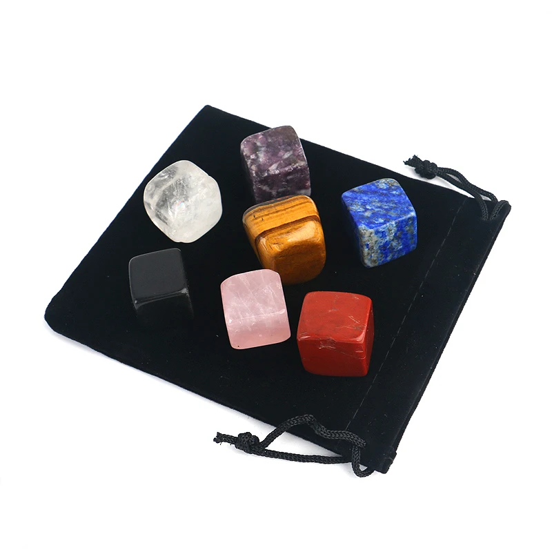 New Arrival Gemstone  fengshui Crystal Polished Tumbled wine coffee ice set Cube Stone
