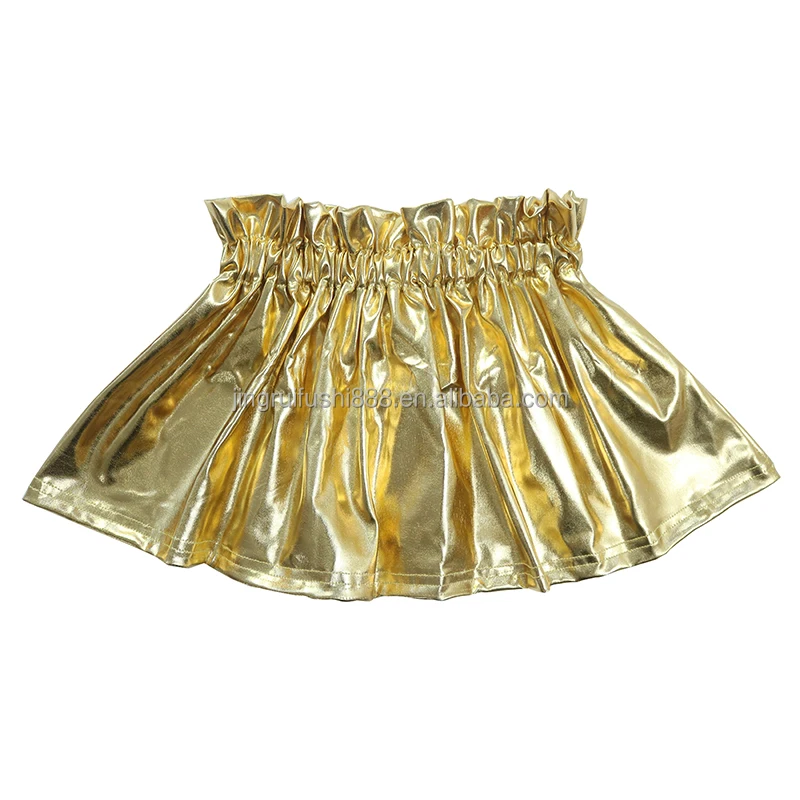 Boutique Kids Girls Pure Colors Pleated Skirts Multi Options Children Metallic Leather Skirt