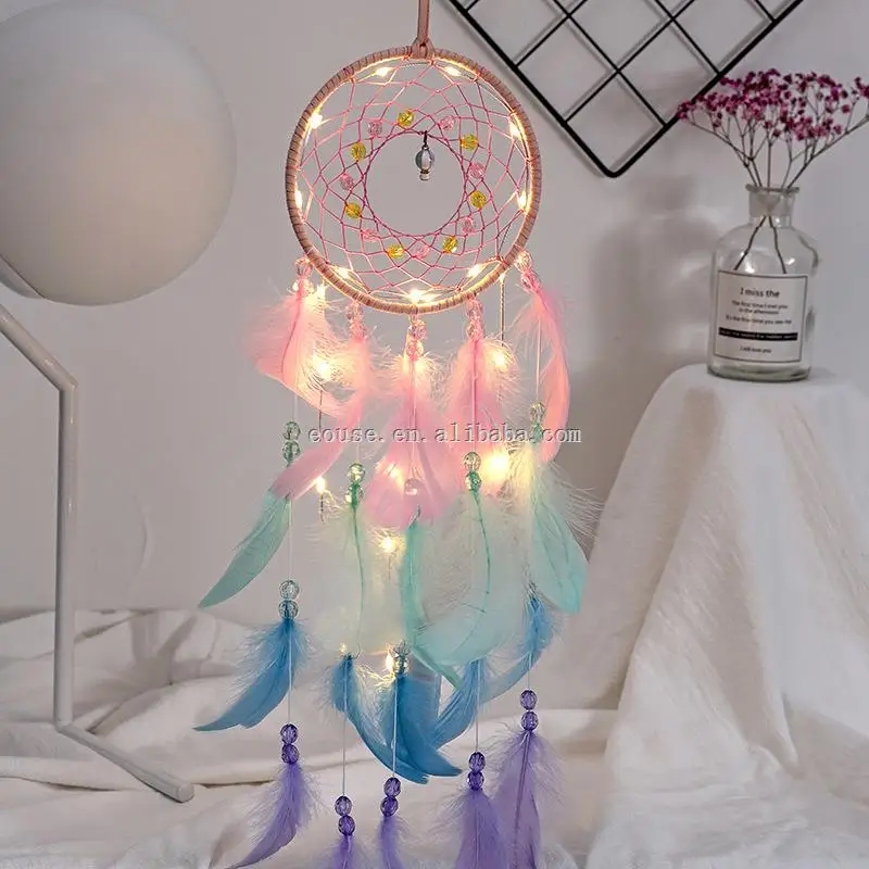 Concentric feather Macrame Dream Catcher 30CM Iron Ring Cotton Macrame Polyester Wool Tassel Wall Hanging Wedding Decoration