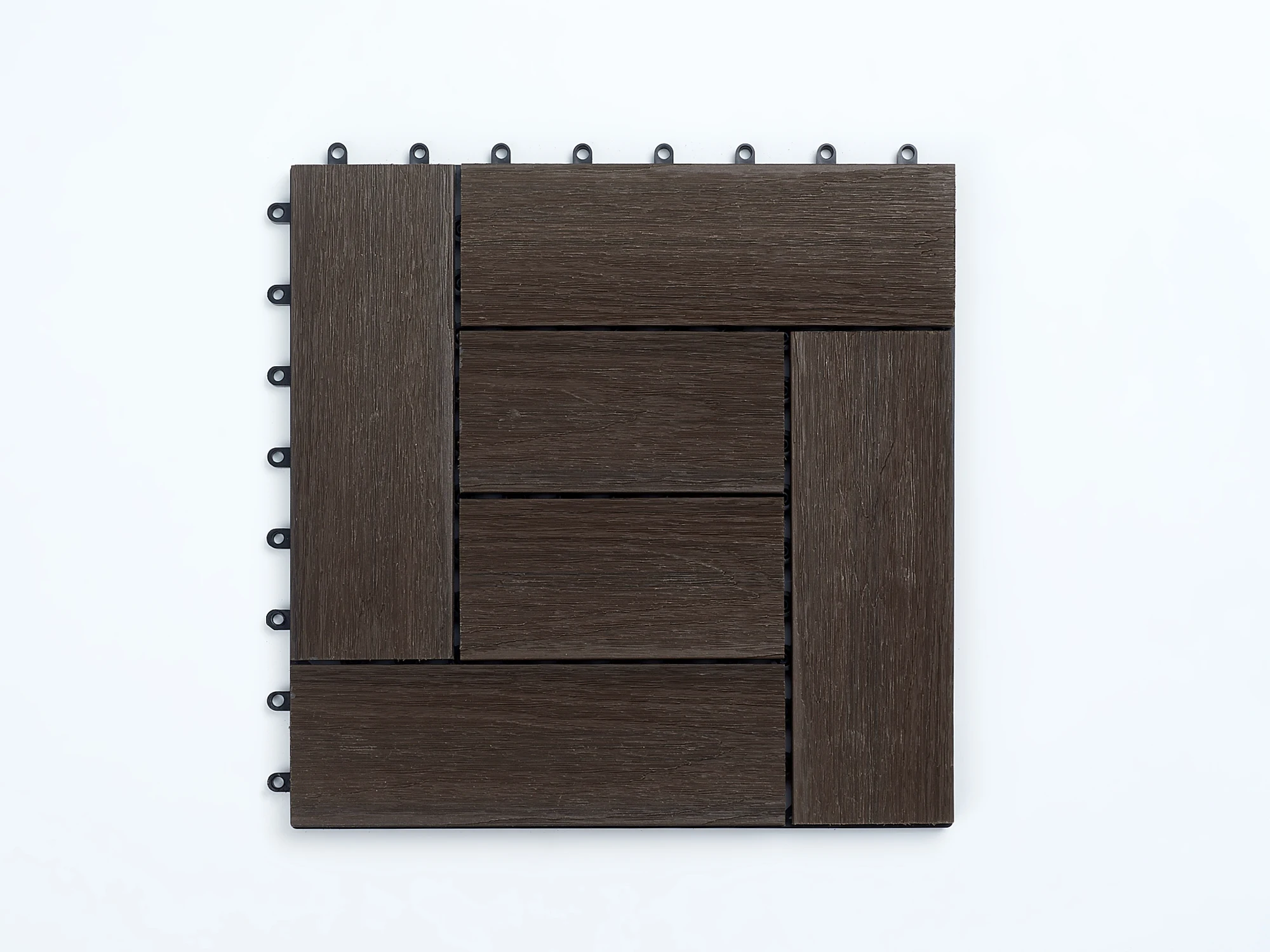 cheap price chocolate and reddish brown  decking 300 x 300 Cheap price Interlocking Wood Plastic Composite WPC DIY Decking Tiles