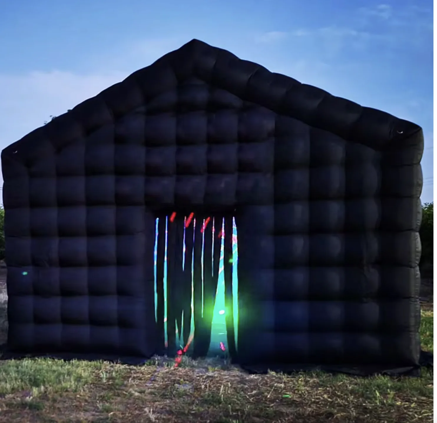 Portable Large Party Tent House Inflatable Nightclub Black Blow up Wedding Inflatable Marquee LED Cube Tent Night Club