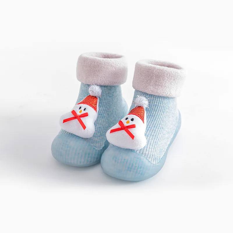 Wholesale Casual Winter Fashion Prewalk First Steps Baby Boy and Girl Non Slip Fur Knitted Christmas Infant Toddler Sock
