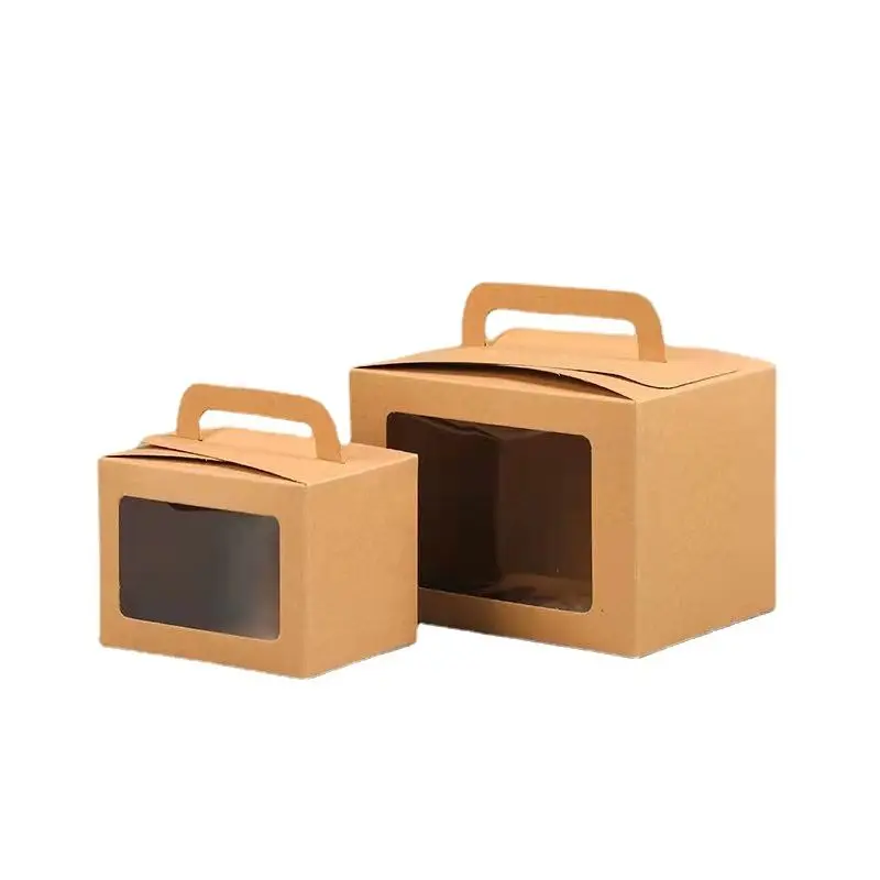 Wholesale 4/6/8/10/12/14 inch single layer double layer square kraft paper portable cake box manufacturers