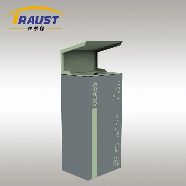 Traust outdoor metal dustbin trash can garbage bin waste receptacle factory container recycle sorting bin with lid for sale