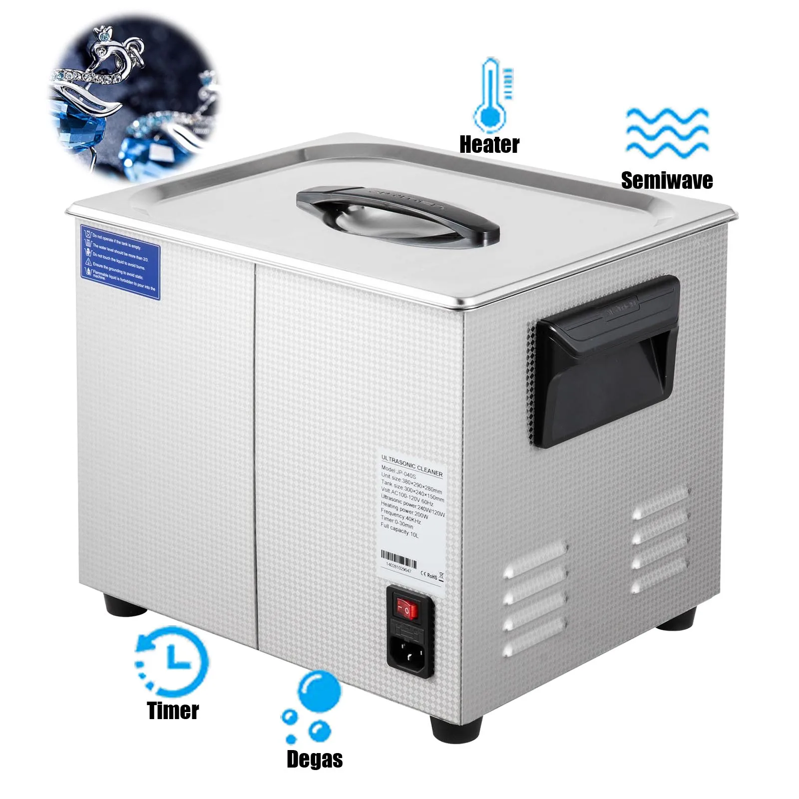 Ultrasonic Tooth Cleaner  Ultrasonic Machine 10L Digital Sonic Cleaner for jewelry shops