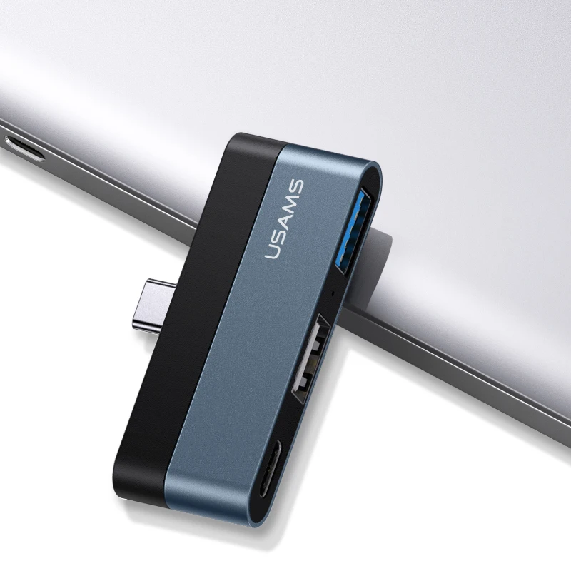 Usams Hot Sale US-SJ492 Type-C Mini HUB 3 In 1 USB+Type-C All One For PC Computer