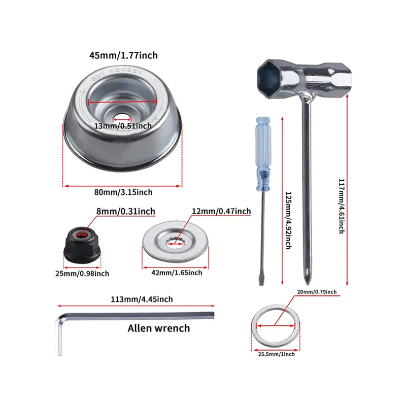 Gardening Machine Lawnmower Blade Adapter Kit, Maintenance Washer Kit Compatible with Stihl String Trimmers Brush Cutter