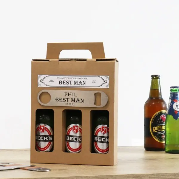 Wholesale customized eco-friendly kraft 4/6/8 pack beverage drinking wine packaging beer can gift boxes with handle
