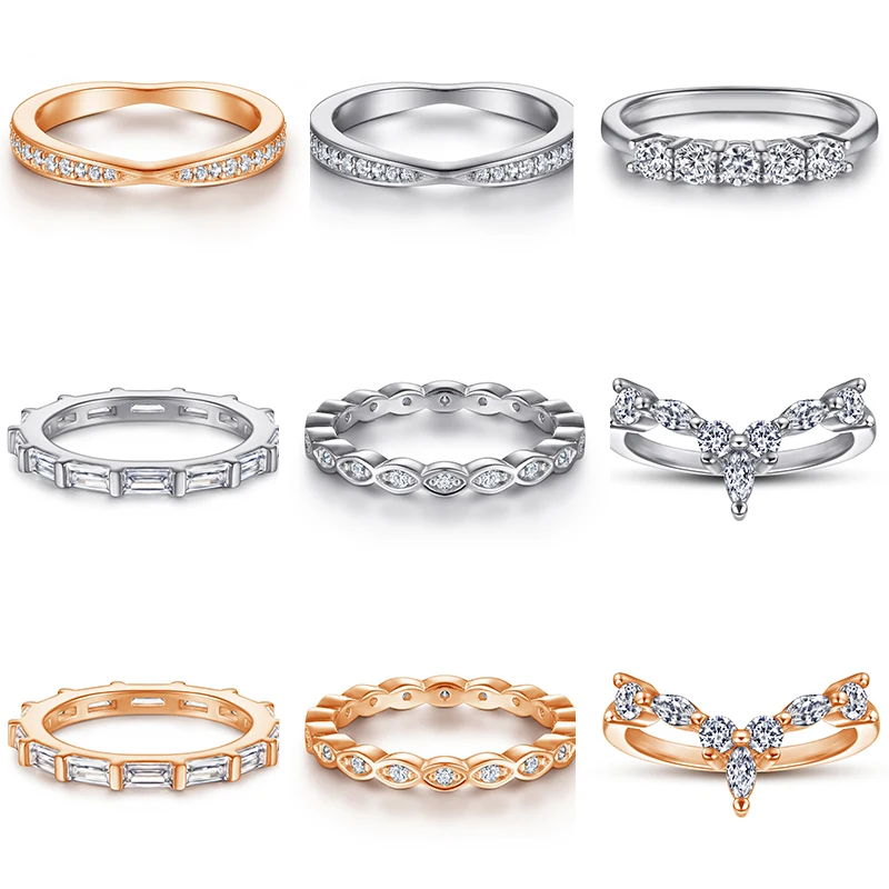 Simple S925 Sterling Silver Wholesale Fine Jewelry Rings Rose Gold Engagement & Wedding Rings For Women gold plated ring