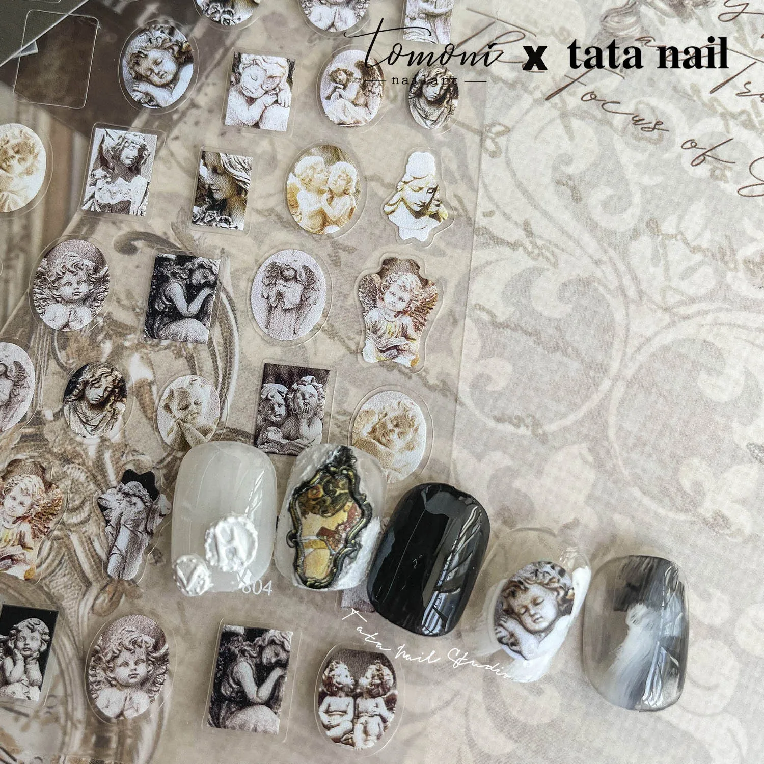 Wholesale 3D Retro Picture Frames Nail Art Stickers 5D Luxury Light Stickers for Manicure Jewelry Girls and Women