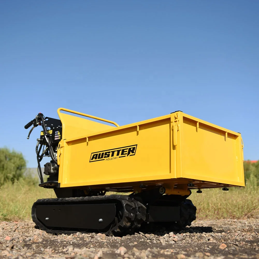 AUSTTER 500KG Self-Propelling Rubber Track mini Transporter Dumper Hydraulic Power Barrow Crawler Tracked Mini Dumper