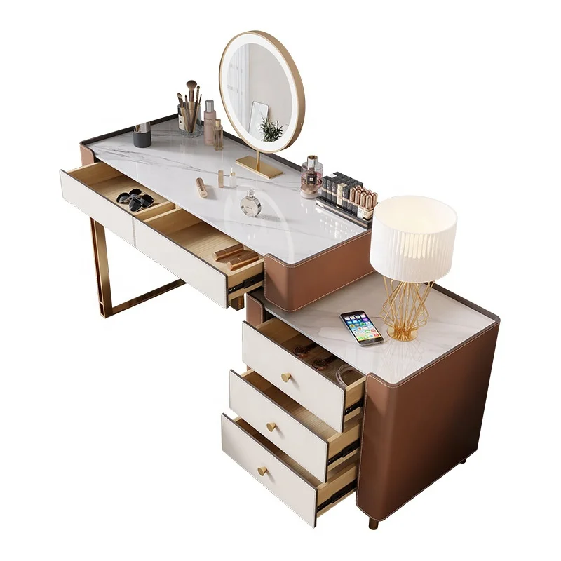 Modern Luxury High Grade Bedroom Dresser Villa rock plate top Makeup Table