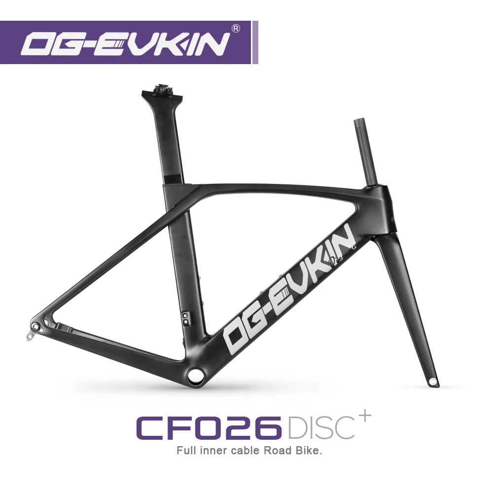 OG-EVKIN CF-026 AERO Carbon Road Frame Disc Brake Full Inner Cable Routing Bicycle BB86 700C x 28C Bike Frames Frameset
