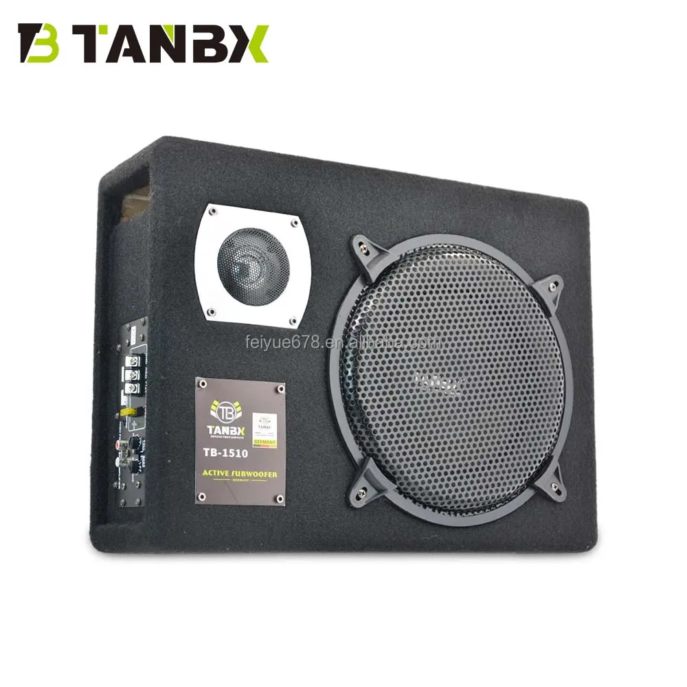TANBX Competitive price car audio slim active subwoofer with amplifier 10 inch car bass speaker with tweeter TB-1510