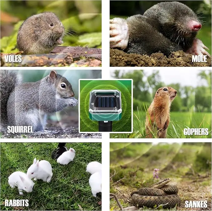 New Solar Animal Repellant Continuous 24-Hour Protection Ultrasonic Flash Bird Solar Powered Animal Deterrent