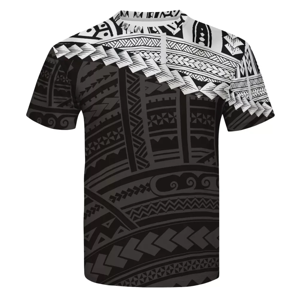Custom your own brand design Hawaii Polynesian Tribal Styles gray clothing manufacturers wholesale 100% polyester T shirt Men