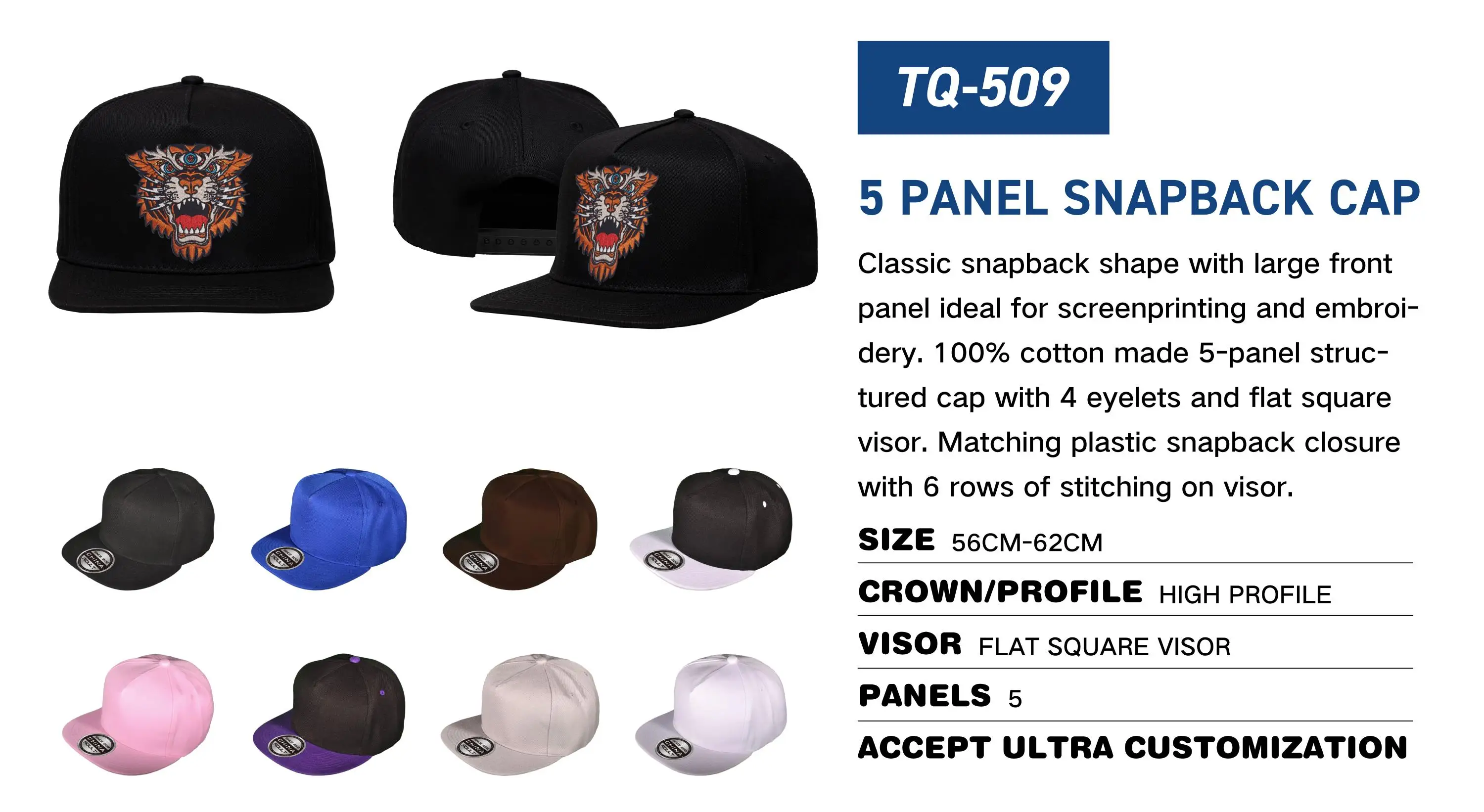 Custom 3D embroidery wool blend 5 panel snapback cap hat