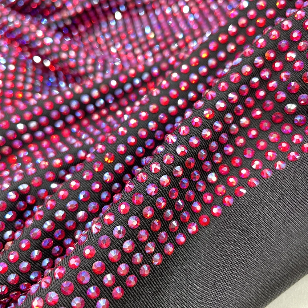 va169 sparkling 1.5meter width dress elastic mesh fabric rhinestone fabric crystal